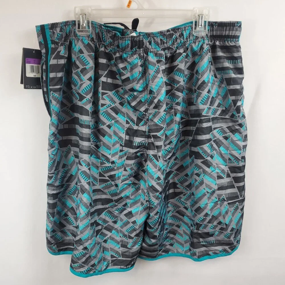 Nike Mens Blue Grey Geometric Print Logo NWT Sz XXL Swim Shorts